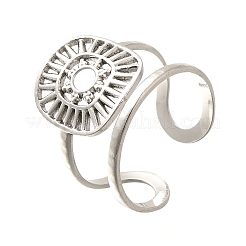 Bagues de manchette ouvertes carrées en acier inoxydable 304 avec soleil pour femmes&nbsp;RJEW-M046-01P