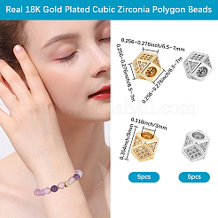 10 pièce de 2 couleurs de perles en laiton micro pavées de zircone cubique&nbsp;ZIRC-BBC0003-21A
