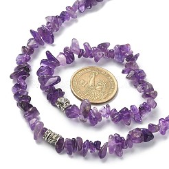 Natürliche Amethyst-Chips-Perlenkette und Stretch-Armband&nbsp;SJEW-JS01281-01