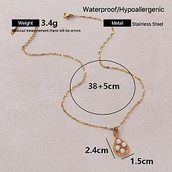 Collane vintage europee con pendente a goccia in acciaio inossidabile 304 e perle artificiali per donna&nbsp;NU2800