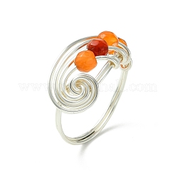 4 anello per dito con perline rotonde con pietre preziose miste naturali in stile 4 pezzi&nbsp;RJEW-TA00104