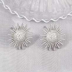 Aretes de latón con micro pavé de circonio cúbico para mujer&nbsp;KK-CBA17E5-04P