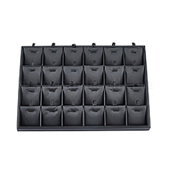 Rechteckiger Anhänger-Displayhalter aus PU-Leder mit 24 Steckplatz&nbsp;ODIS-WH0043-66