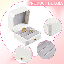 Boîtes carrées de rangement pour alliances de couple en simili cuir avec intérieur en velours et accessoires dorés&nbsp;CON-WH20005-23C