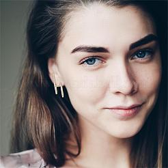Orecchini a cerchio in argento borchie 18k placcato oro orecchini a cerchio a forma di c aperti borchie semplice ipoallergenico delicato cz borchie gioielli regalo per le donne&nbsp;JE1074B