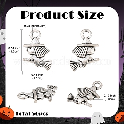50 breloque sorcière en alliage de style tibétain pour Halloween&nbsp;FIND-YW0010-74