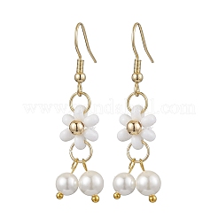 Orecchini pendenti con perle di conchiglia e semi di vetro&nbsp;EJEW-MZ00310-03