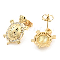Orecchini a bottone in ottone con pavé di zirconi chiari&nbsp;EJEW-U005-04G