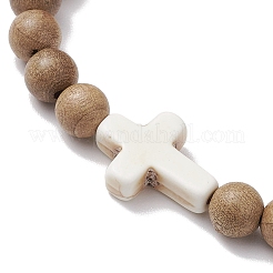 Bracelets extensibles en perles de bois pour hommes&nbsp;BJEW-JB11303-02