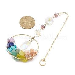 Décoration pendentif en pierres précieuses chakra&nbsp;HJEW-TA00037