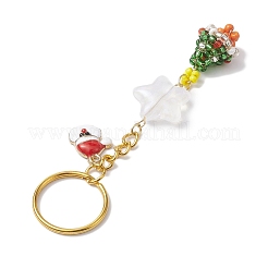 Schlüsselanhänger mit weihnachtlichem Motiv aus Glasperlen und Emaille-Anhängern&nbsp;KEYC-MZ00008