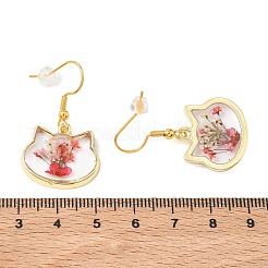 Ohrringe aus Legierung und getrockneten Blumen&nbsp;EJEW-Z169-01G-03