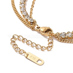 Dreilagige Halskette mit Kristall-Strassherz und Wort „Liebe dich“&nbsp;NJEW-C036-07G
