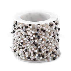 Cubo e vetro rotondo e catene di perline imitazione perla abs&nbsp;CHS-P016-43G-04