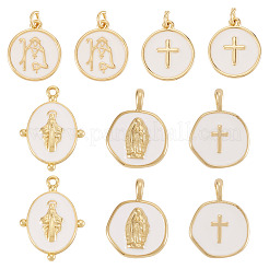 10 colgante de latón esmaltado chapado en oro&nbsp;KK-TA0008-60