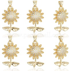 6pcs pendentifs en laiton micro pavé de zircone cubique placage en rack&nbsp;KK-BBC0020-64
