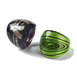 Mischhandgedrehten lampwork Breitbandringe&nbsp;RJEW-X0005-B