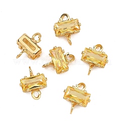 Breloques connecteurs rectangulaires en laiton pavé de zircone cubique shegrace&nbsp;XGRQ2O050-438C-G