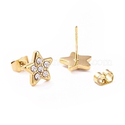 Kristall-Strass-Stern-Ohrstecker&nbsp;EJEW-I278-02G