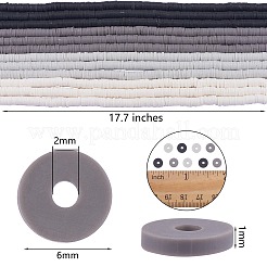 12 Strang 4 Farben flache runde handgemachte Polymer Clay Perlen&nbsp;CLAY-SZ0001-86