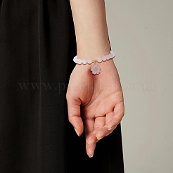 Braccialetto elastico con perline di quarzo rosa naturale e cristallo di quarzo&nbsp;BJEW-TA00246