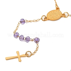 Collane con rosario in acciaio inossidabile 304 e vetro per donna&nbsp;NJEW-B112-02G