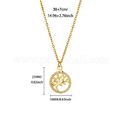 Colliers pendentifs arbre de vie en laiton sertis de micro-pavés de zirconiums cubiques transparents pour femmes&nbsp;WGFA3A6-01
