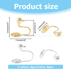 8 Stück 2 Farben Messing Clip-On Ohrring Zubehörse&nbsp;KK-HS0001-56