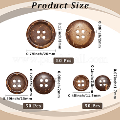 150 pz 3 stili bottoni in cocco a 4 fori&nbsp;DIY-CY0001-48