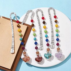 Marque-pages pendentif en forme de bouteille de souhait en verre&nbsp;AJEW-JK00313