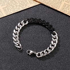 Zweifarbige Armbänder aus kubanischem Gliederketten-Design aus Edelstahl 304 für Herren&nbsp;FS-WG114D5-05