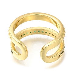 Offene Manschettenringe aus Messing mit Mikropflaster und Zirkonia für Damen&nbsp;RJEW-M022-11G