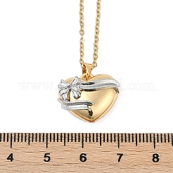 Collane con ciondolo a forma di cuore con fiocco in ottone&nbsp;LS-NJEW-K280-06G-01