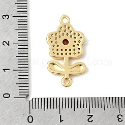 Ciondoli con connettore a forma di fiore in ottone micro pavé con zirconi cubici trasparenti e rossi&nbsp;KK-A296-08C-G
