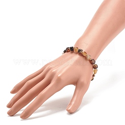Bracelet extensible en perles rondes en agate noire naturelle (teinte)&nbsp;BJEW-JB08197-07