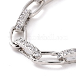 Bracelet chaîne à maillons ovales avec oxyde de zirconium transparent&nbsp;BJEW-E015-01P