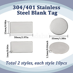 20 Stück 2 Stile 304/401 Edelstahl-Cabochons&nbsp;STAS-SC0009-29