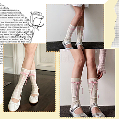 Socken aus Polyester mit Schleife und Spitze&nbsp;AJEW-WH20080-19A