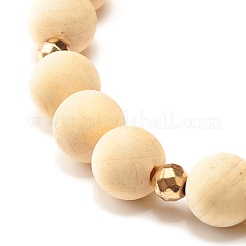 Bracelet extensible perles rondes bois naturel&nbsp;BJEW-JB07278