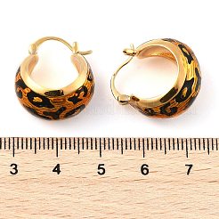 Creolen aus Messing und Emaille mit Leopardenmuster für Damen&nbsp;EJEW-U055-11A-G