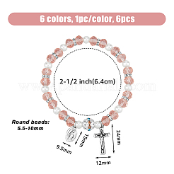 6 Stück 6 Farben Glas & Acryl Imitation Perlen Stretch-Armbänder Set&nbsp;BJEW-FI0001-37