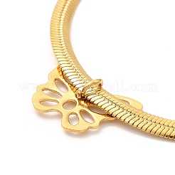 Cavigliera con ciondolo in acciaio inossidabile 304 con catene piatte a forma di serpente per donna&nbsp;AJEW-C021-02
