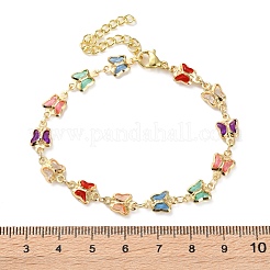 Schmetterlings-Gliederarmbänder aus Messing für Damen&nbsp;BJEW-S157-03G