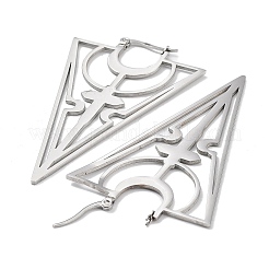 Pendientes de aro con forma de triángulo hueco y cruz de acero inoxidable 304 resistentes al deslustre para mujer&nbsp;LS-EJEW-R156-09P