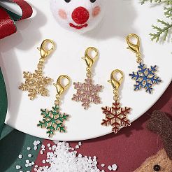 Décorations de pendentif en alliage d'émail de flocon de son de noël&nbsp;HJEW-JM01511