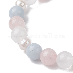 Bracciali elastici con perline rotonde di pietre preziose e perle naturali miste per le donne&nbsp;BJEW-JB11041