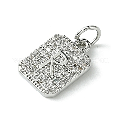 Placage de crémaillère en laiton micro pavé breloques en zircone cubique claire&nbsp;KK-G501-01R-P