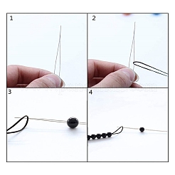 Aiguilles à perler à gros chas pliables en acier inoxydable résistant au ternissement&nbsp;SENE-PW0013-02I