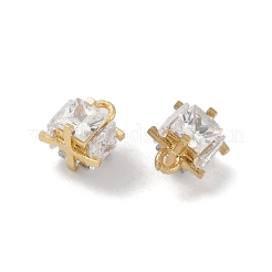Placage de crémaillère en laiton micro pavé pendentifs en zircone cubique claire&nbsp;KK-A224-09G