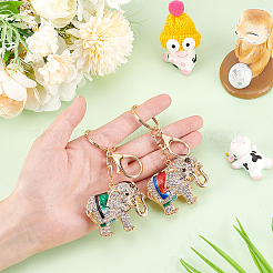 2 porte-clés pendentif en strass émaillé en forme d'éléphant&nbsp;KEYC-WR0001-40